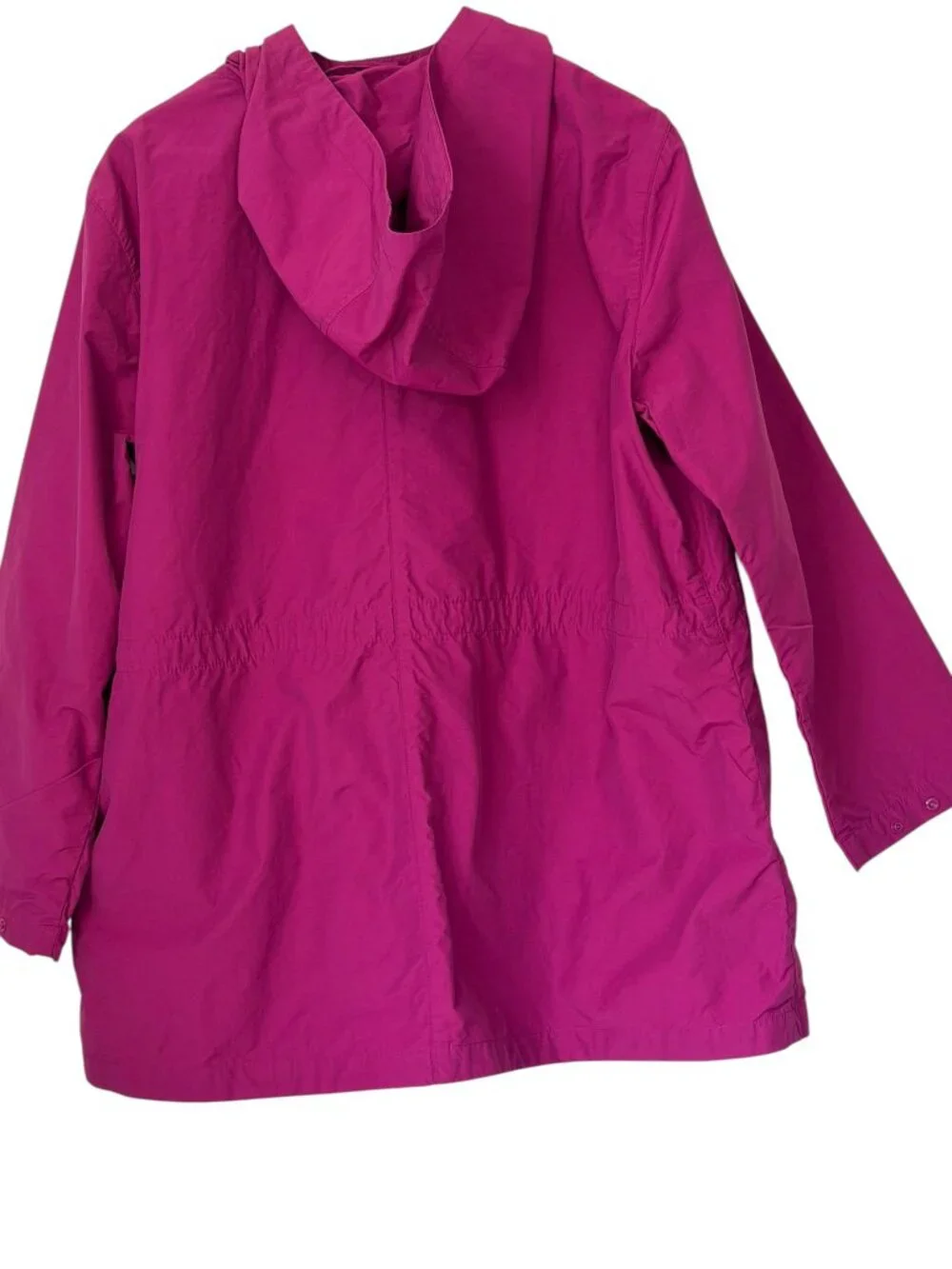 Eileen Fisher Organic Cotton Nylon Parka Anorak Rain Hooded Jacket Fuchsia M